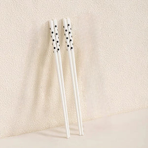 White Polka Dot Ceramic Chopsticks | Luxury Chinese Spotted Set - 2/4 Pairs