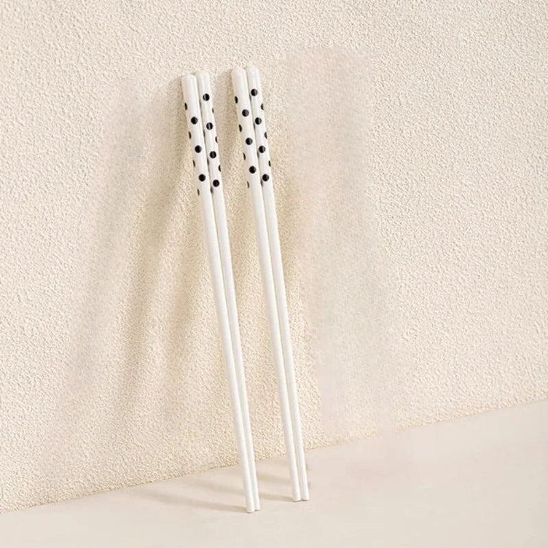 White Polka Dot Ceramic Chopsticks | Luxury Chinese Spotted Set - 2/4 Pairs