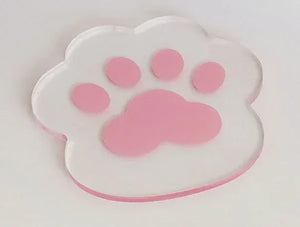 Cat Dog Paw Cute Coasters | Clear Acrylic Cup Drink Mats - 1 Pc