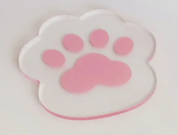 Cat Dog Paw Cute Coasters | Clear Acrylic Cup Drink Mats - 1 Pc