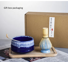 Load image into Gallery viewer, Blue Traditional Chawan Bowl Matcha Set with Whisk and Holder| 4 Pc