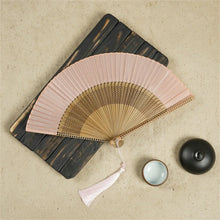 Load image into Gallery viewer, Carved Bamboo Japanese Hand Fan | Traditional Wooden - 1 Pc