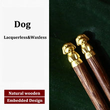 Load image into Gallery viewer, Gold Zodiac Wooden Chopsticks | Luxury Chinese New Year Animal Gift - 1 Pc