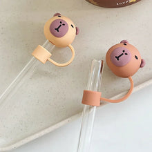 Load image into Gallery viewer, Cute Capybara Straw Toppers | Reusable Silicone Covers Cap - 1 Pc