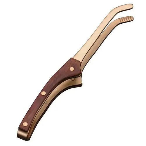 Wooden Copper Tea Tongs | Non-Slip Tweezers for Tea Ceremony - 1 Pc