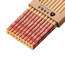 Load image into Gallery viewer, Blue Red Chopsticks Set | Natural Bamboo Japanese Flower -  5/10 Pairs