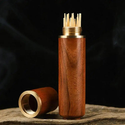 Pocket Toothpick Holder | Wood Storage Tube Portable for Travel - 1 Set