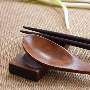 Japanese Wooden Spoon & Chopsticks Holder | Japanese Dual Tableware Rest - 4 Pc Set