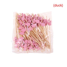 Load image into Gallery viewer, Pink Flamingo Decorative Party Toothpicks | Fancy Cocktail Appetizers made from bamboo