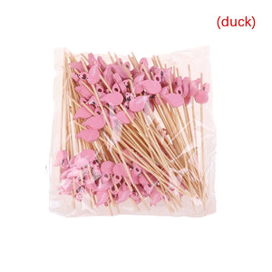 Pink Flamingo Decorative Party Toothpicks | Fancy Cocktail Appetizers made from bamboo