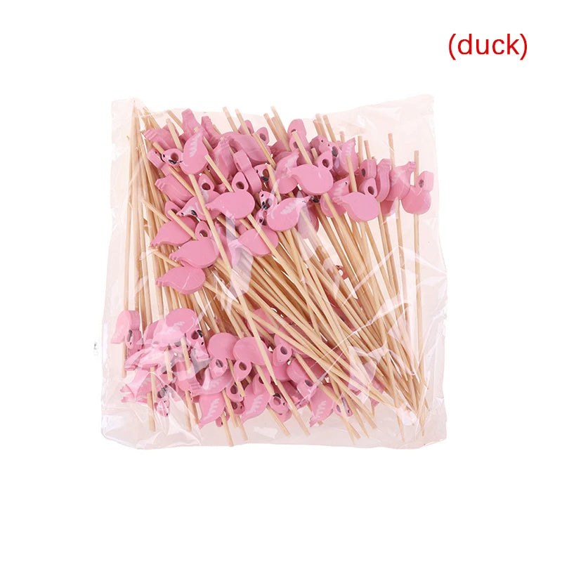 Pink Flamingo Decorative Party Toothpicks | Fancy Cocktail Appetizers made from bamboo