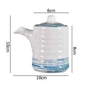 Japanese Retro Ceramic Soy Sauce Bottle Dispenser | Spice Bottle and Seasoning Storage with Spout - 1 Pc