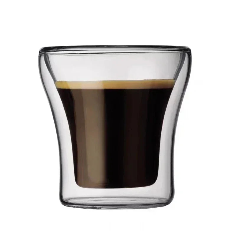 Small Glass Espresso Cups | Clear Double Layer Hot Resistance - 1 Pc