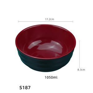 Black & Red Japanese Ramen Bowls | Donburi Soup Melamine Bowl - 1 Pc