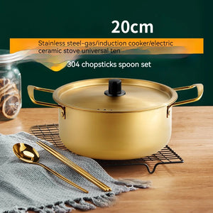 Gold Ramen Pot with Lid | Instant Hot Pot Noodles Stainless Steel - 1 Set