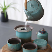 Load image into Gallery viewer, Spring Blue Chinese Tea Set with Giftbox | Modern Pottery Cups - 8 Pc