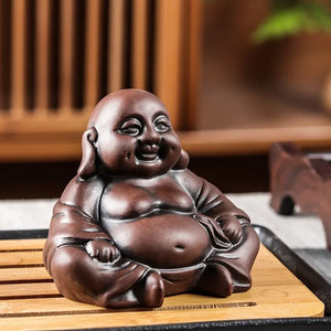 Buddha Tea Pet | Handmade Tea Figurine Yixing Purple Clay Ornament - 1 Pc