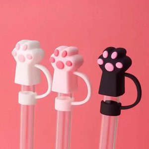 Cute Paw Straw Toppers | Cat Dog Animal Cup Straw Covers - 1/3 Pcs