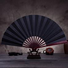 Load image into Gallery viewer, Black Folding Silk Chinese Hand Fan | Cloth Handheld Bamboo - 1 Pc