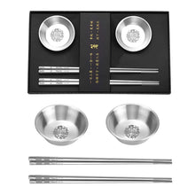 Load image into Gallery viewer, Silver Metal Chopsticks Gift Set | Holder Soy Sauce Dish - 1 Set