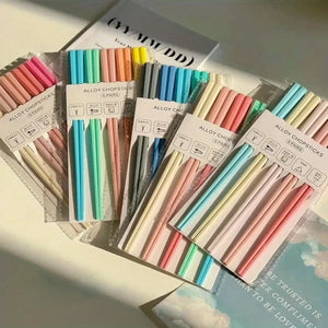 Blue Japanese Multicolor Chopsticks Set | Luxury Alloy - 5 Pairs