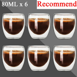 Double Wall Espresso Cups Set | Transparent Shot Glasses