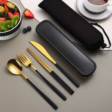 Load image into Gallery viewer, Metal Chopsticks Set with Spoon Fork in Travel Box and Portable Case