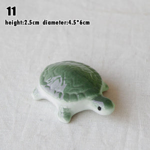 Green Turtle Chopstick Holder | Cute Ceramic Utensil Rest - 1 Pc