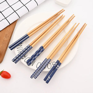 bamboo chopsticks - reusable wood chopstick in set of 5 pairs 