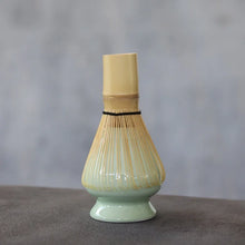 Load image into Gallery viewer, Green Matcha Tool Set | Bamboo Whisk, Tea Scoop, and Holder - 3 Pc