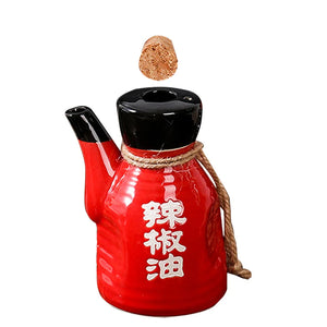 Black Retro Traditional Japanese Ceramic Soy Sauce Bottle & Dispenser - 1 Pc