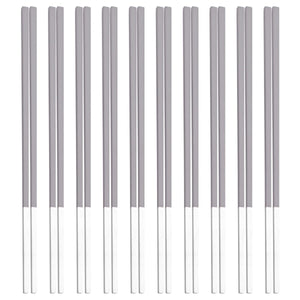 Matte Pastel Stainless Steel Korean Metal Chopsticks | Green Pink Gray Brown - 10 pairs
