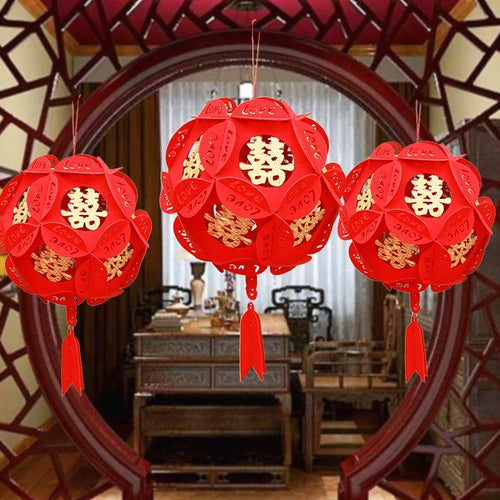 Floral Hanging Lantern Wedding Decor For Chinese Viet Ceremony- 1 Pc