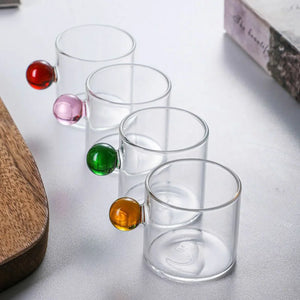 Contemporary Espresso Cups | Small Glass Ball Handle - 1 Pc