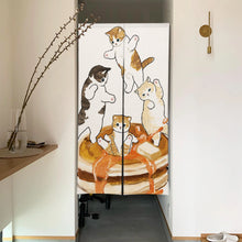 Load image into Gallery viewer, Group of Cats Noren Curtain | Cute Japanese Doorway Curtain Cartoon Kitty - 1 PC