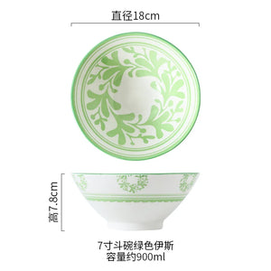 Colorful Round Porcelain Ramen Bowl | Asian Bowls for Noodles, Soups, Rice - 1 Pc