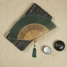 Load image into Gallery viewer, Carved Bamboo Japanese Hand Fan | Traditional Wooden - 1 Pc