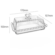 Load image into Gallery viewer, Glass Butter Dish | Cute Rectangular Storage with Heart Crown Lid - 1 Set