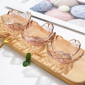 Japanese Sakura Glass Soy Sauce Dish | Cute Pink Small Dessert Plate - 3 Pc Set