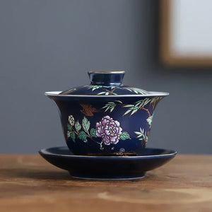 Luxury Palace Lotus Flower Enamel Gaiwan | Ceramic Teacup Bowl