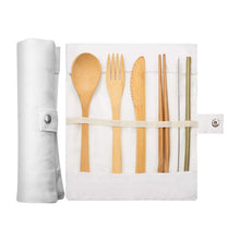 Load image into Gallery viewer, Bamboo Travel Chopsticks Portable Set with Straw Knife Spoon and Rolling Case