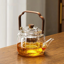 Load image into Gallery viewer, Glass Teapot on Stove with Infuser | Bamboo Handle Chinese Kettle - 1 Pc