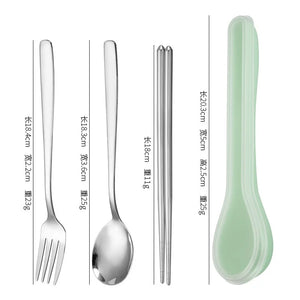 Stainless Steel Cutlery Travel Set | Korean Chopsticks Fork Spoon with Portable Case