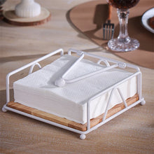 Load image into Gallery viewer, Flat Metal Napkin Holder for Table | Kitchen Paper Weighted Arm - 1 Pc