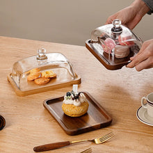 Load image into Gallery viewer, Wooden and Glass Butter Dish with Lid | Cake Dessert Fruit Display - 1 Set