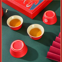 Load image into Gallery viewer, Chinese Wedding Red Ceramic Tea Set | Red Vietnamese Ceremony Porcelain Pot Cup