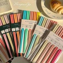 Load image into Gallery viewer, Blue Japanese Multicolor Chopsticks Set | Luxury Alloy - 5 Pairs
