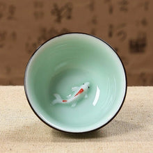 Load image into Gallery viewer, Koi Chinese Tea Cup | Celadon Small Fish Gungfu Teaware - 1 Pc