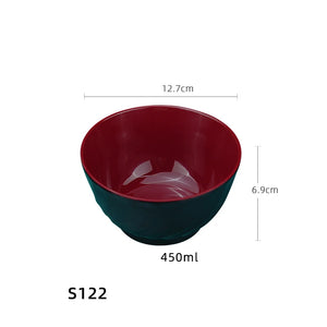 Black & Red Japanese Ramen Bowls | Donburi Soup Melamine Bowl - 1 Pc