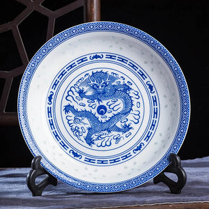 Chinese Blue And White Dinner Plates | Vintage Porcelain Ceramic Plate - 1 Pc